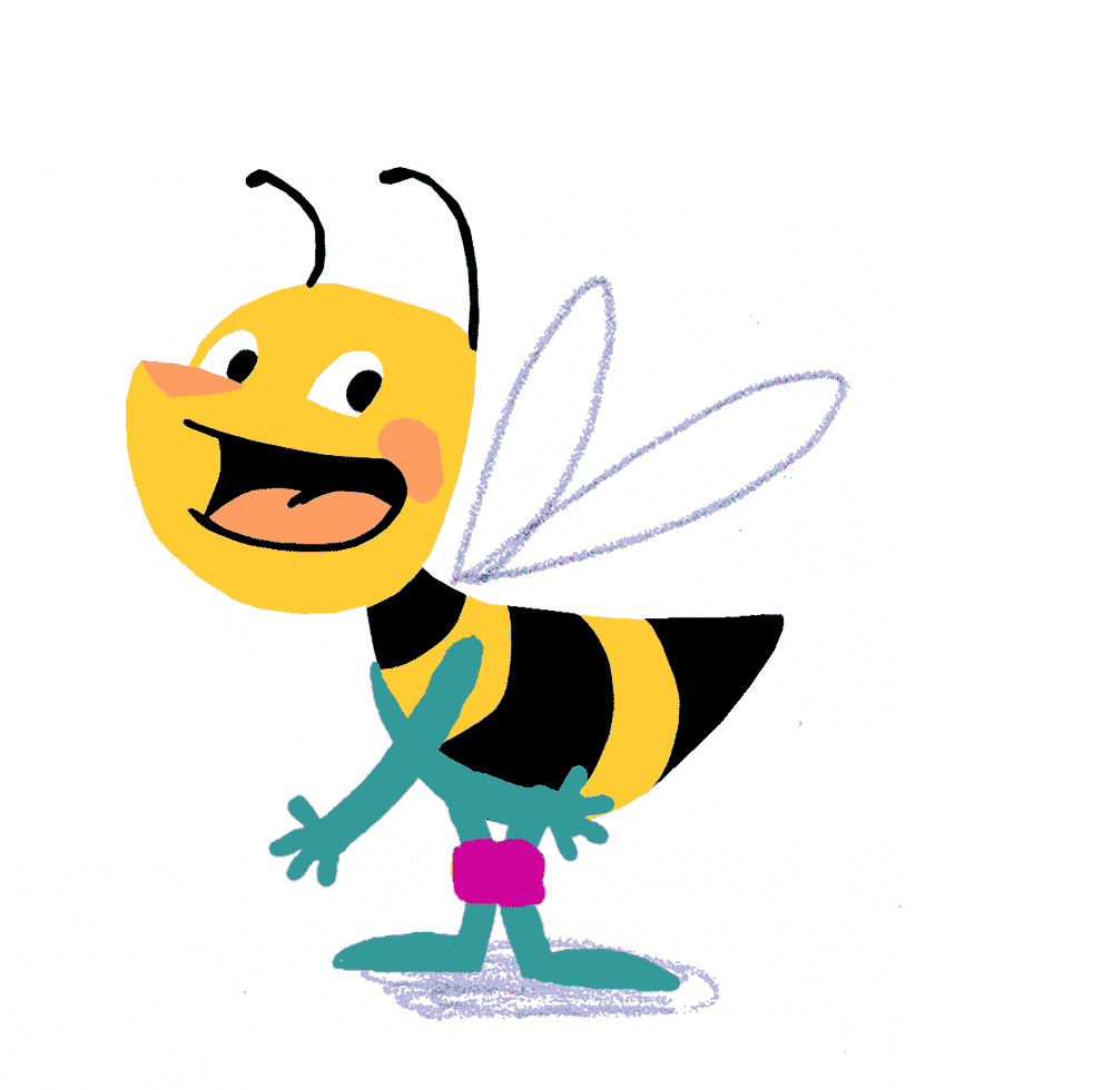A cartoon bee dancing