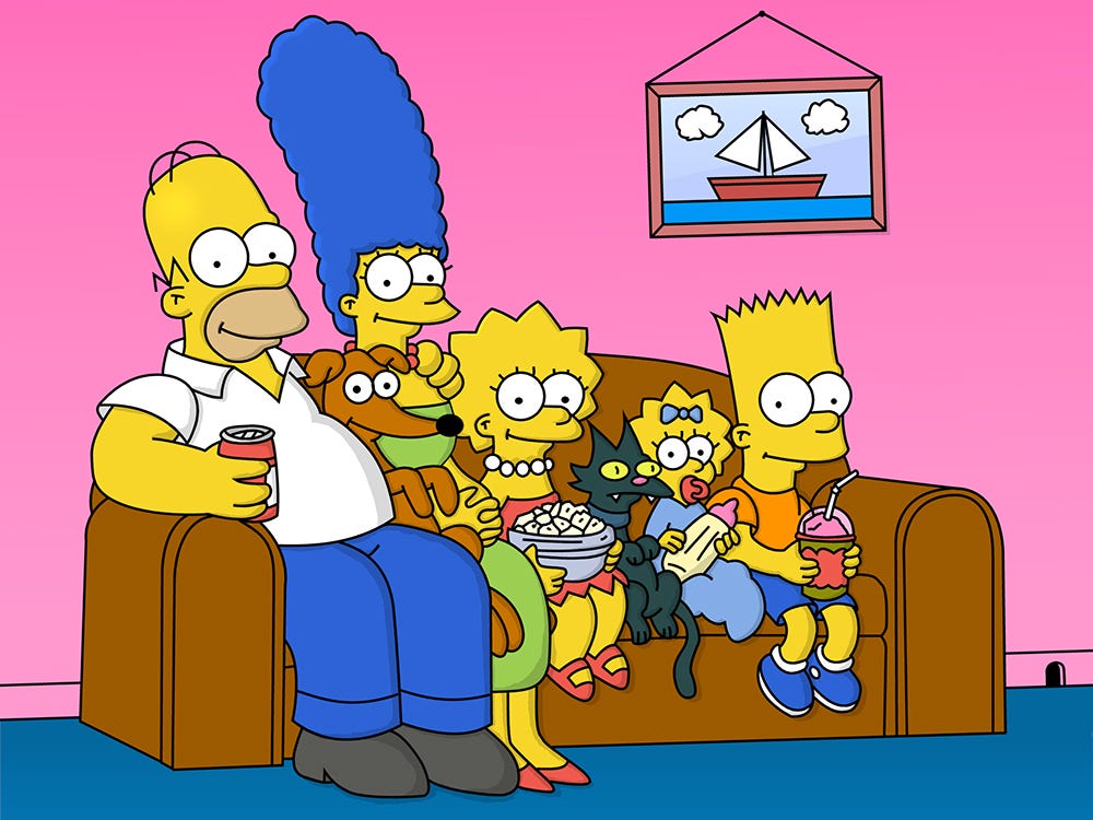 The Simpsons on couch