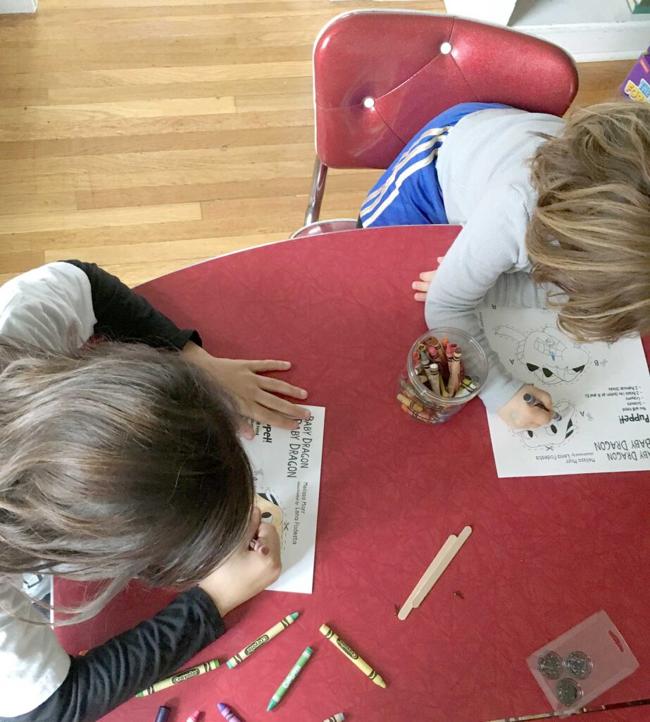 Kids coloring baby dragon template