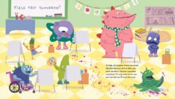 From <A HREF="https://www.penguinrandomhouse.com/books/709870/the-worry-monster-calming-anxiety-with-mindfulness-by-dr-catherine-cook-cottone-illustrated-by-lena-podesta/" target=blank>The Worry Monster</a> by Dr. Catherine Cook Cottone illustrated spread from The Worry Monster